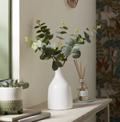 25cm Eucalyptus Stems Artificial Plant In Natural Ceramic Bottle Vase -Hozelock Store 25cm eucalyptus stems artificial plant in natural ceramic bottle vase5010795682676 01i scaled