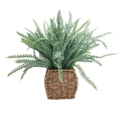 43cm Fern Artificial Plant In Brown Seagrass Basket