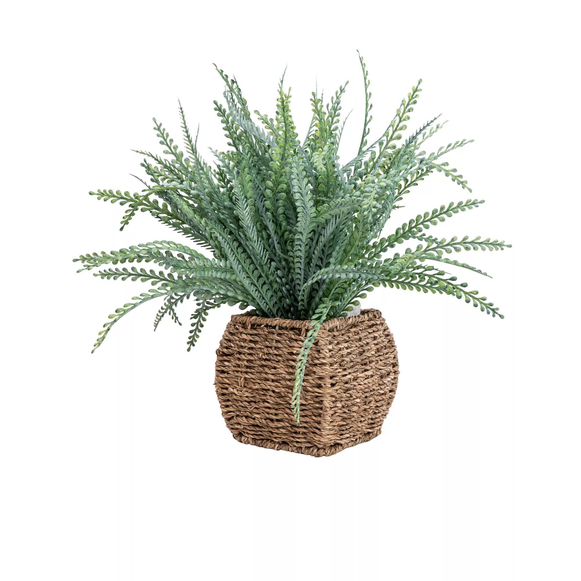 43cm Fern Artificial Plant In Brown Seagrass Basket 2 43cm Fern Artificial Plant In Brown Seagrass Basket - Image 2