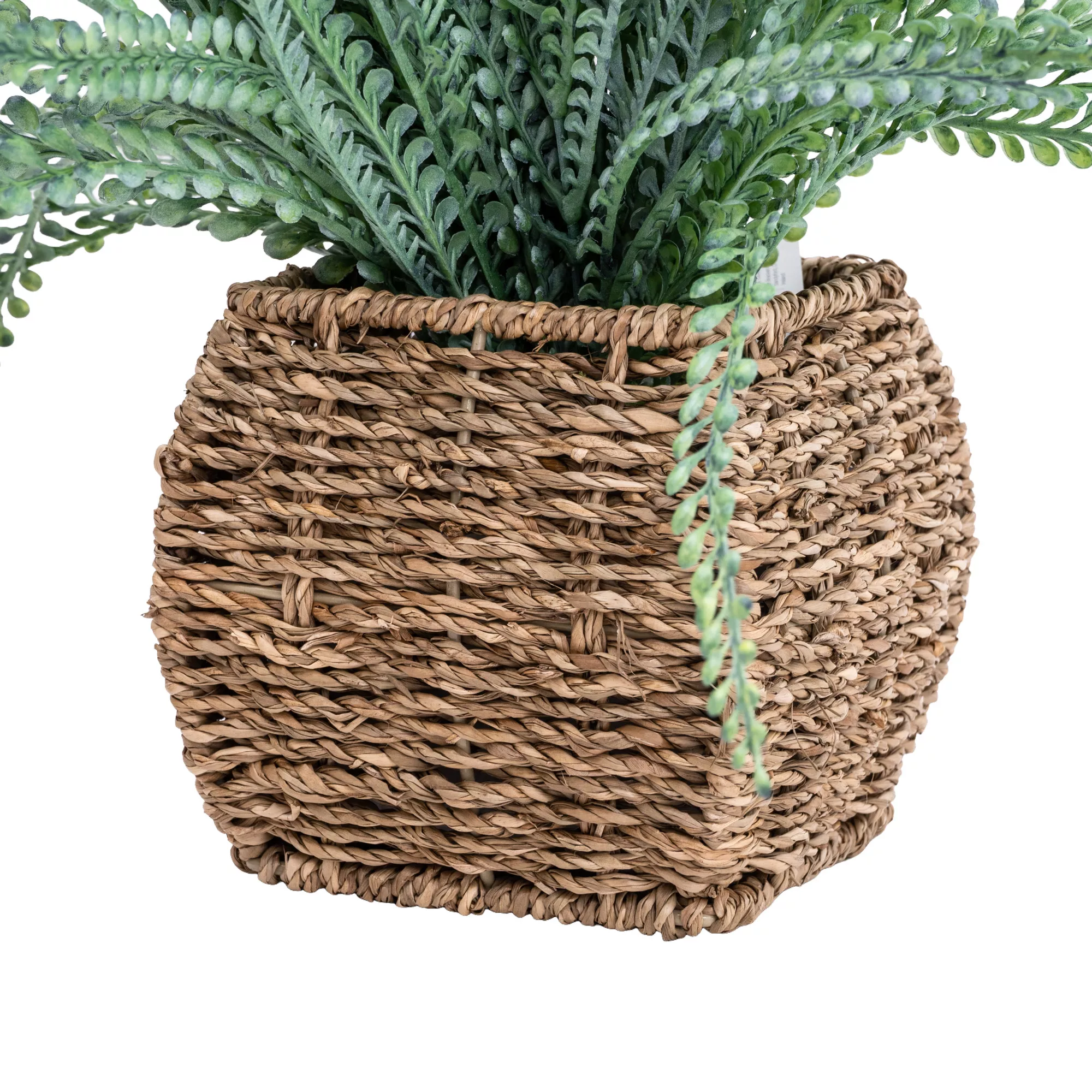 43cm Fern Artificial Plant In Brown Seagrass Basket 3 43cm Fern Artificial Plant In Brown Seagrass Basket - Image 3
