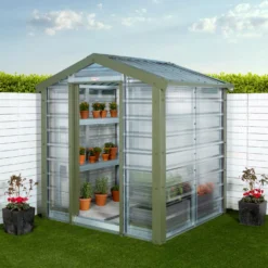 Adman Steel Sheds Multigrow 6.4x8.8 Greenhouse With Adjustable Vent -Hozelock Store adman steel sheds multigrow 6 4x8 8 greenhouse with adjustable vent5391538910325 01i bq