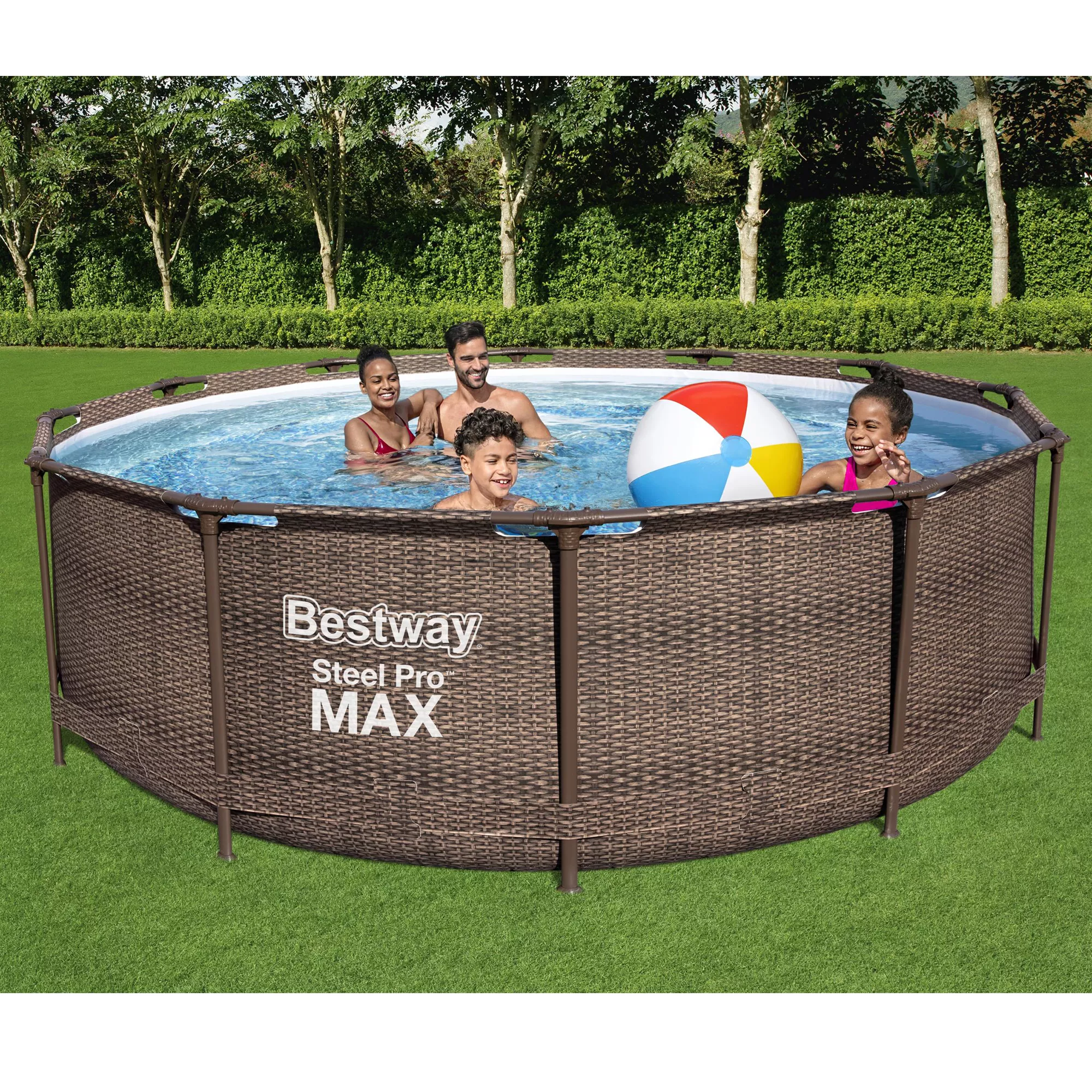 Bestway Steel Pro Rattan Print Metal & Plastic Pool 5 Bestway Steel Pro Rattan Print Metal & Plastic Pool - Image 5
