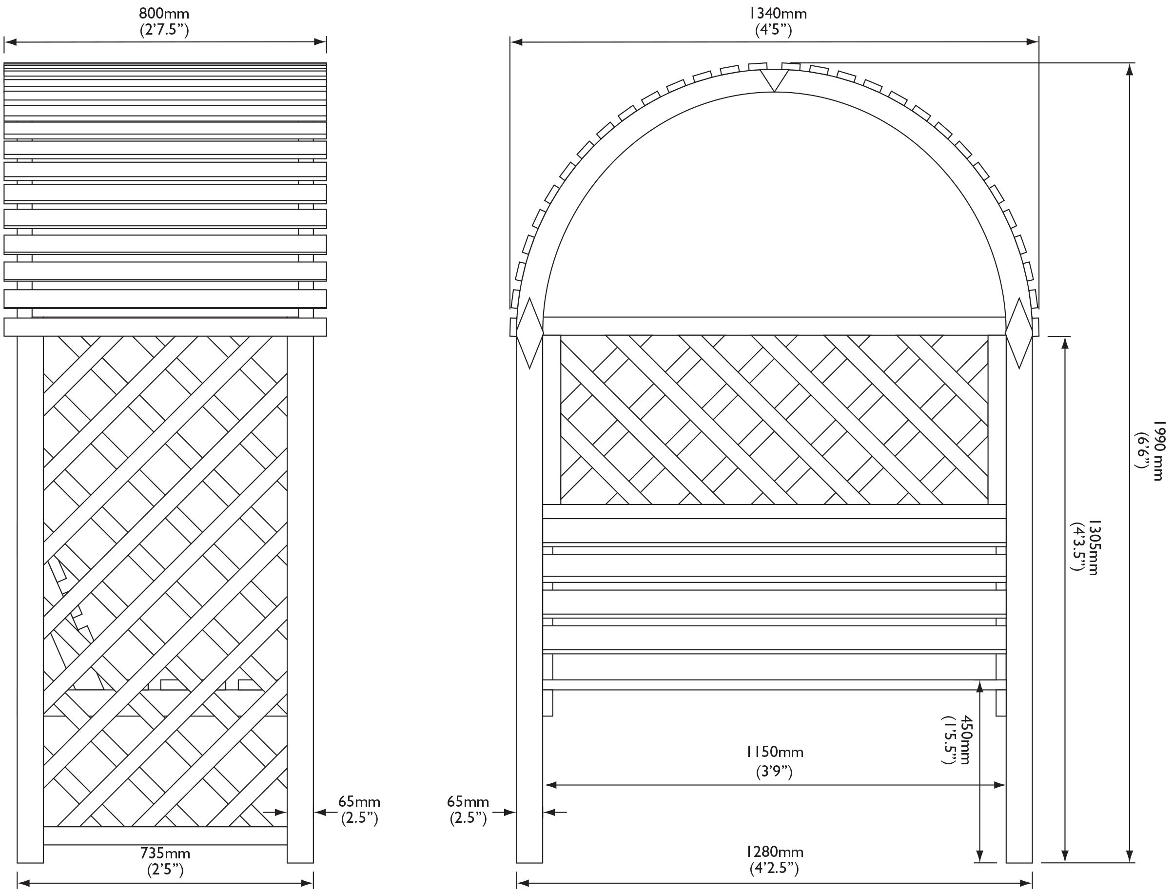 Blooma Chiltern Arbour, (H)1990mm (W)1340mm (D)800mm - Assembly Service Included 5 Blooma Chiltern Arbour, (H)1990mm (W)1340mm (D)800mm - Assembly Service Included - Image 5