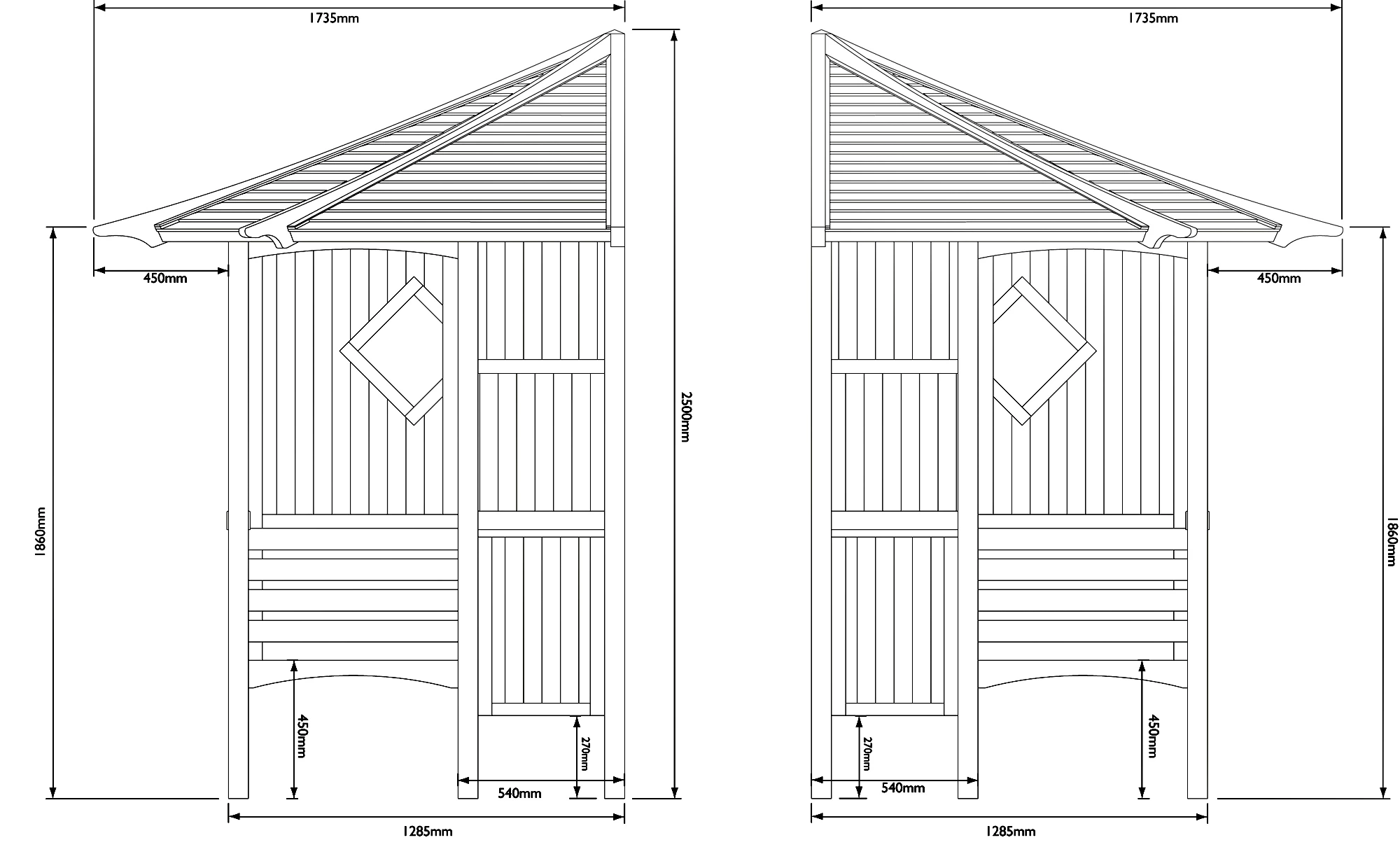 Blooma Elegant Corner Arbour, (H)2500mm (W)1730mm (D)1730mm - Assembly Required 3 Blooma Elegant Corner Arbour, (H)2500mm (W)1730mm (D)1730mm - Assembly Required - Image 3