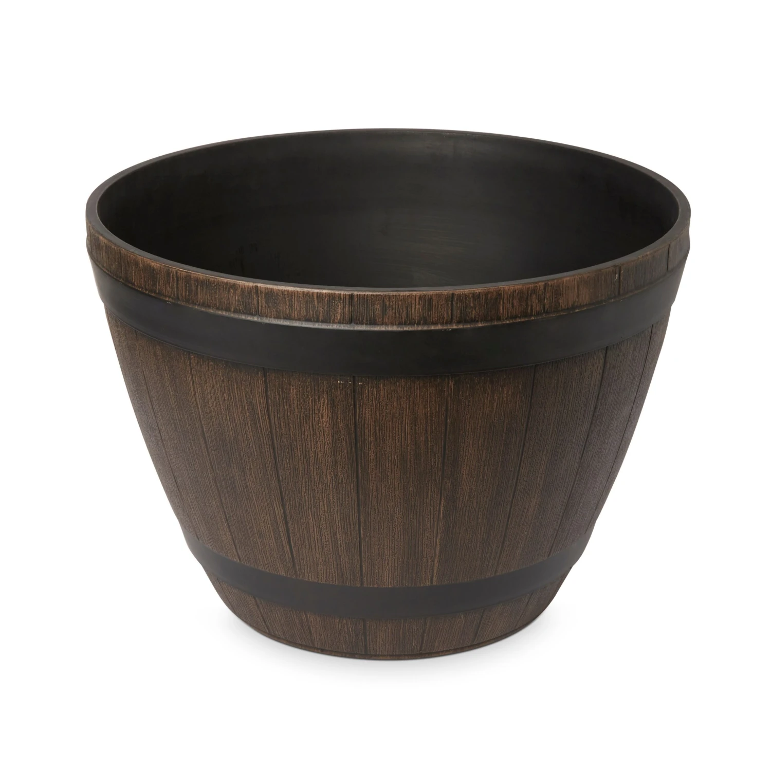 Blooma Lule Wood Effect Plastic Round Plant Pot (Dia)52cm 1 Blooma Lule Wood Effect Plastic Round Plant Pot (Dia)52cm