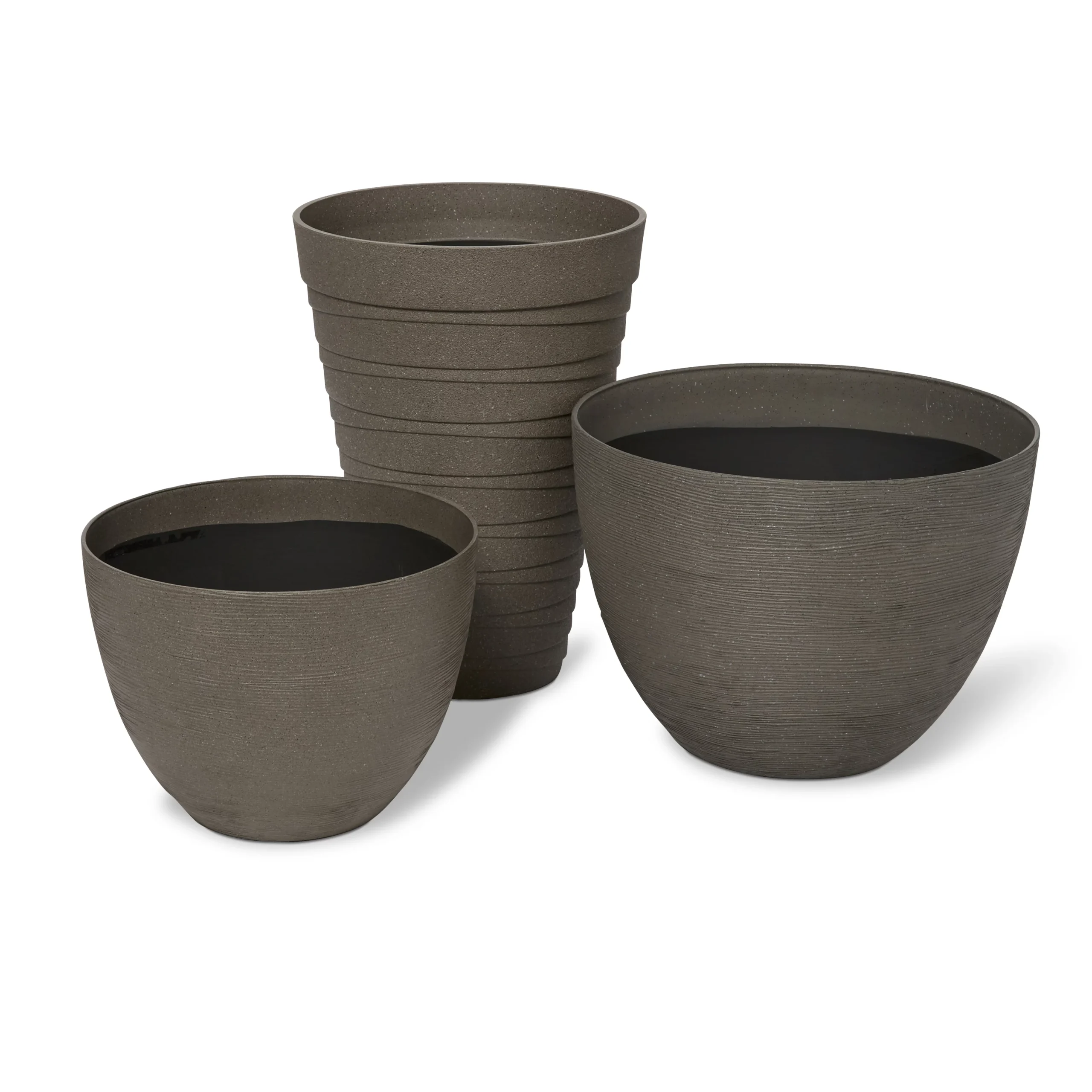 Blooma Momoka Grey Stone Effect Plastic Circular Plant Pot (Dia)40cm 2 Blooma Momoka Grey Stone Effect Plastic Circular Plant Pot (Dia)40cm - Image 2
