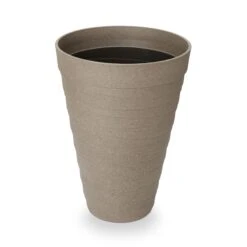 Blooma Momoka Grey Stone Effect Plastic Tall Circular Plant Pot (Dia)40cm