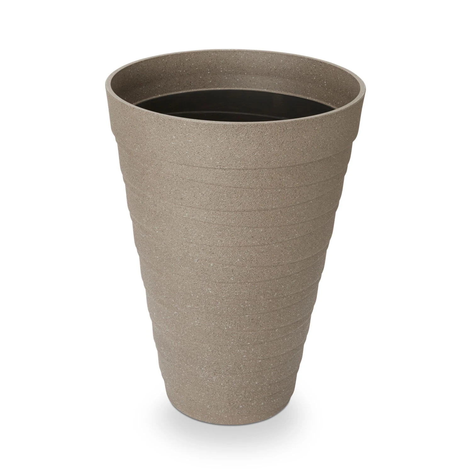 Blooma Momoka Grey Stone Effect Plastic Tall Circular Plant Pot (Dia)40cm 1 Blooma Momoka Grey Stone Effect Plastic Tall Circular Plant Pot (Dia)40cm