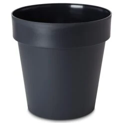 Blooma Nurgul Dark Grey Plastic Circular Plant Pot (Dia)40cm