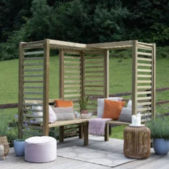 Forest Firenze Corner Arbour, (H)1970mm (W)1800mm (D)1800mm - Assembly Required