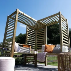Forest Firenze Corner Arbour, (H)1970mm (W)1800mm (D)1800mm - Assembly Required -Hozelock Store forest firenze corner arbour h 1970mm w 1800mm d 1800mm assembly required5013053185049 04i bq