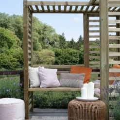 Forest Firenze Corner Arbour, (H)1970mm (W)1800mm (D)1800mm - Assembly Required -Hozelock Store forest firenze corner arbour h 1970mm w 1800mm d 1800mm assembly required5013053185049 40c bq