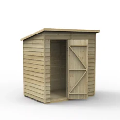 Forest Garden 6x4 Pent Pressure Treated Overlap Wooden Shed With Floor (Base Included)
