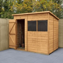 Forest Garden 7x5 Ft Pent Shiplap Wooden 2 Windows Shed With Floor