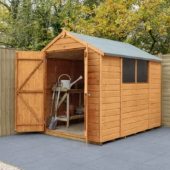 Forest Garden 8x6 Ft Apex Shiplap Wooden 2 Door 2 Windows Shed With Floor (Base Included) - Assembly Service Included