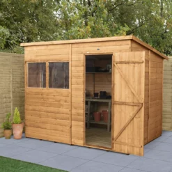 Forest Garden Delamere Range 8x6 Ft Pent Shiplap Wooden 2 Windows Shed With Floor -Hozelock Store forest garden delamere range 8x6 ft pent shiplap wooden 2 windows shed with floor5013053182680 01i