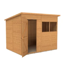 Forest Garden Delamere Range 8x6 Ft Pent Shiplap Wooden 2 Windows Shed With Floor -Hozelock Store forest garden delamere range 8x6 ft pent shiplap wooden 2 windows shed with floor5013053182680 03c