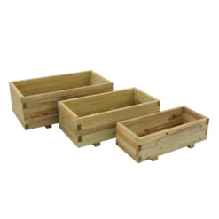 Forest Garden Durham Wooden Rectangular Planter, Pack Of 3