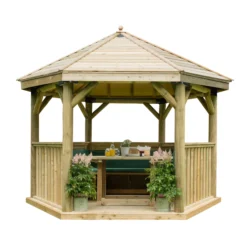 Forest Garden Furnished Hexagonal Gazebo, (W)3.78m (D)3.27m -Hozelock Store forest garden furnished hexagonal gazebo w 3 78m d 3 27m5013053172469 02c bq