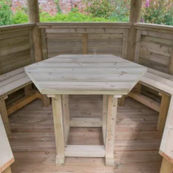 Forest Garden Furnished Hexagonal Gazebo, (W)3.78m (D)3.27m -Hozelock Store forest garden furnished hexagonal gazebo w 3 78m d 3 27m5013053172469 05i