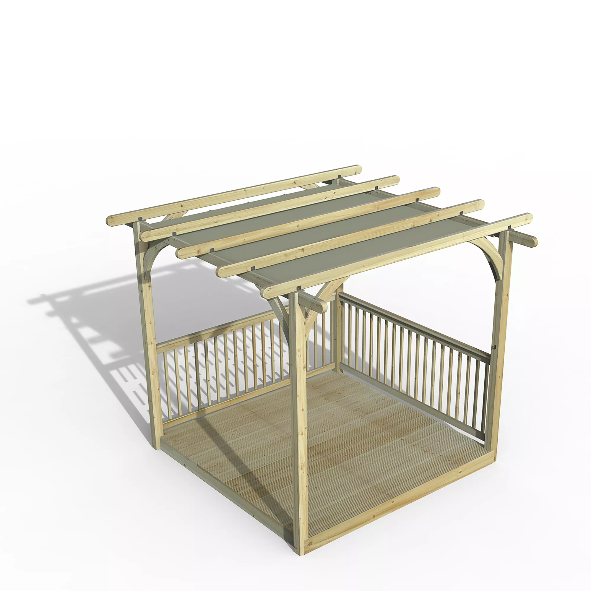 Forest Garden Grey Pergola & Decking Kit, X4 Post X2 Balustrade (H) 2.5m X (W) 3m - Canopy Included 1 Forest Garden Grey Pergola & Decking Kit, X4 Post X2 Balustrade (H) 2.5m X (W) 3m - Canopy Included