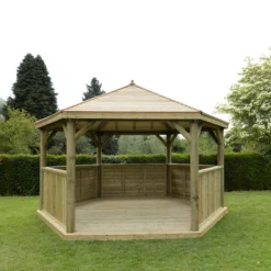 Forest Garden Hexagonal Gazebo With Timber Roof, (W)4.9m (D)4.24m
