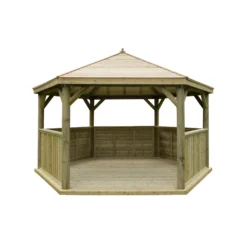 Forest Garden Hexagonal Gazebo With Timber Roof, (W)4.9m (D)4.24m -Hozelock Store forest garden hexagonal gazebo with timber roof w 4 9m d 4 24m5013053163443 02c bq