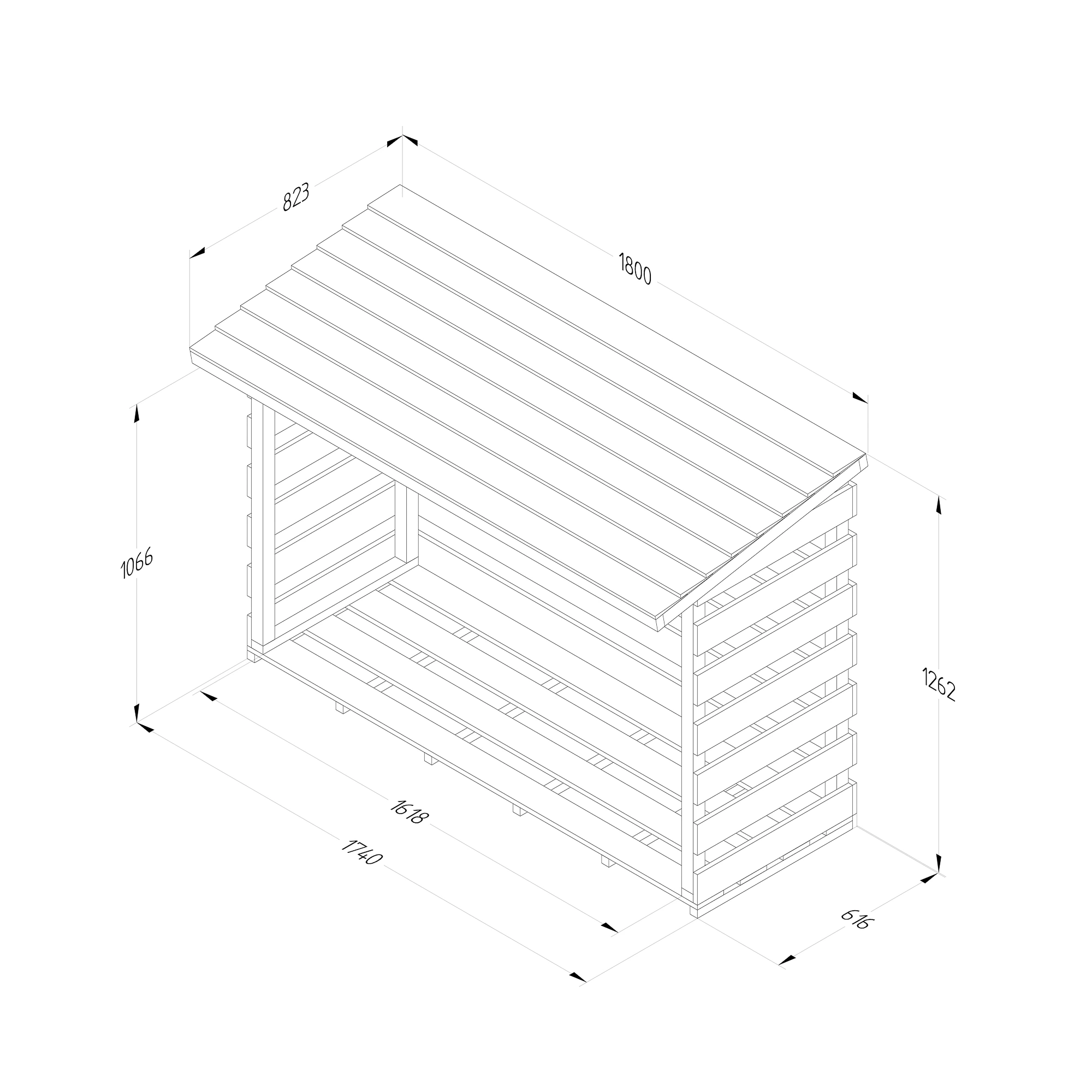 Forest Garden Large Timber 6x3 Ft Pent Log Store 5 Forest Garden Large Timber 6x3 Ft Pent Log Store - Image 5