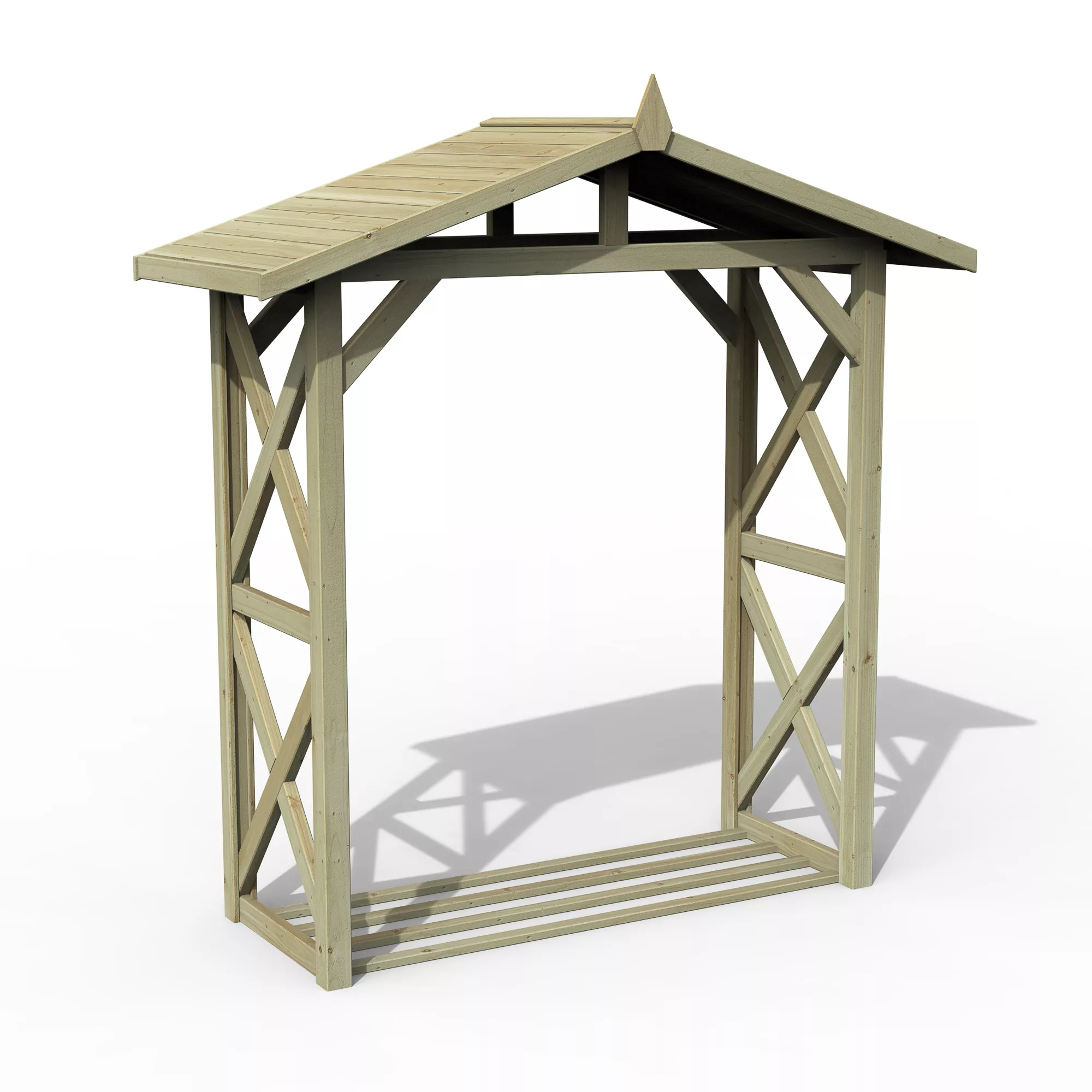 Forest Garden Large Timber 7x3 Ft Apex Wall Log Store 2 Forest Garden Large Timber 7x3 Ft Apex Wall Log Store - Image 2