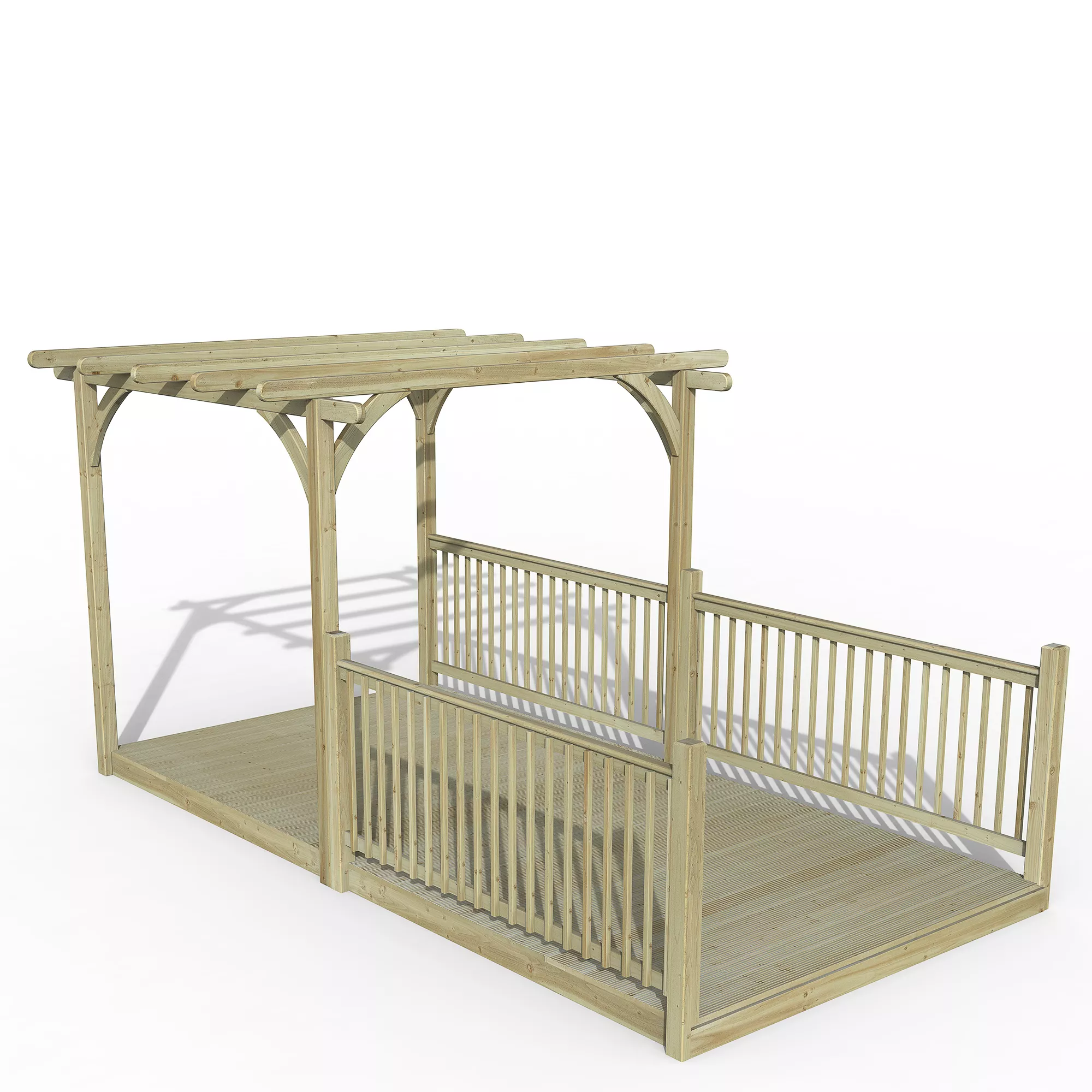 Forest Garden Natural Pergola & Decking Kit, X4 Post X3 Balustrade (H) 2.5m X (W) 5.2m 1 Forest Garden Natural Pergola & Decking Kit, X4 Post X3 Balustrade (H) 2.5m X (W) 5.2m