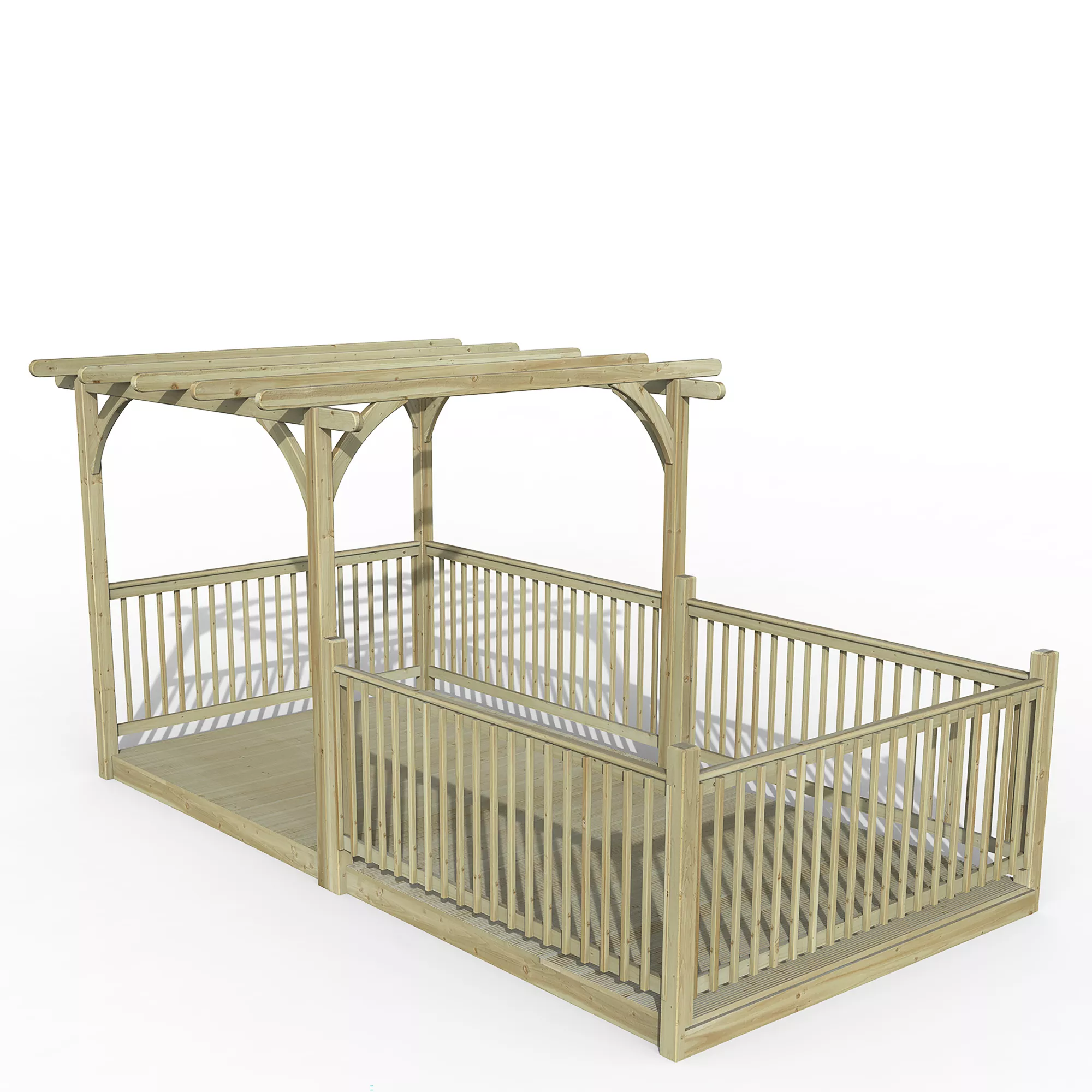 Forest Garden Natural Pergola & Decking Kit, X4 Post X5 Balustrade (H) 2.5m X (W) 5.2m 1 Forest Garden Natural Pergola & Decking Kit, X4 Post X5 Balustrade (H) 2.5m X (W) 5.2m