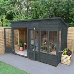 Forest Garden Oakley 10x6 Pent Overlap Solid Wood Summer House With Double Door (Base Included) - Assembly Service Included -Hozelock Store forest garden oakley 10x6 pent overlap solid wood summer house with double door base included assembly service included5013053188743 02i bq