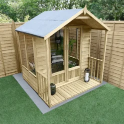 Forest Garden Oakley 6x6 Apex Overlap Solid Wood Summer House With Double Door (Base Included) - Assembly Service Included -Hozelock Store forest garden oakley 6x6 apex overlap solid wood summer house with double door base included assembly service included5013053188545 03i bq