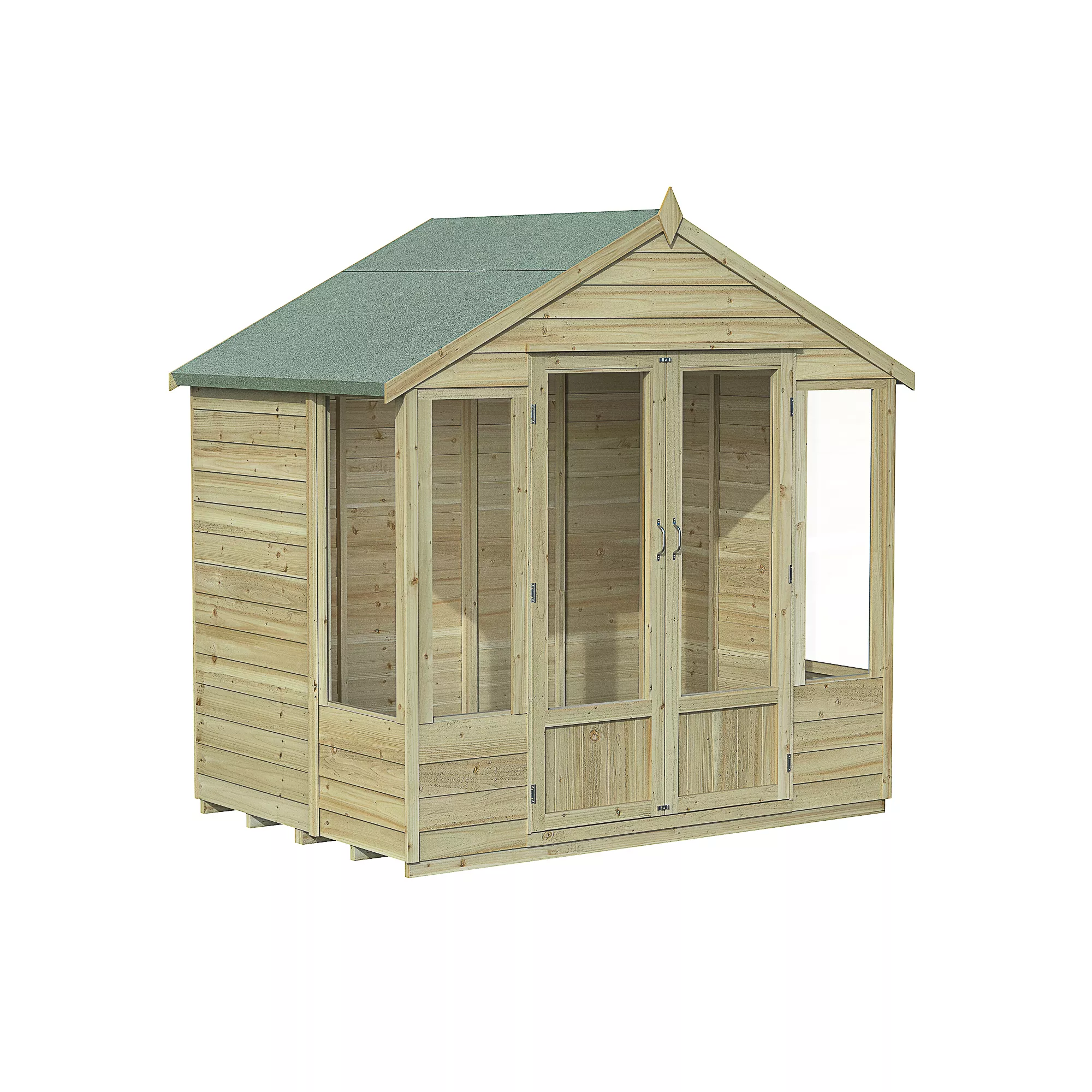 Forest Garden Oakley 7x5 Apex Overlap Solid Wood Summer House With Double Door (Base Included) - Assembly Service Included 2 Forest Garden Oakley 7x5 Apex Overlap Solid Wood Summer House With Double Door (Base Included) - Assembly Service Included - Image 2