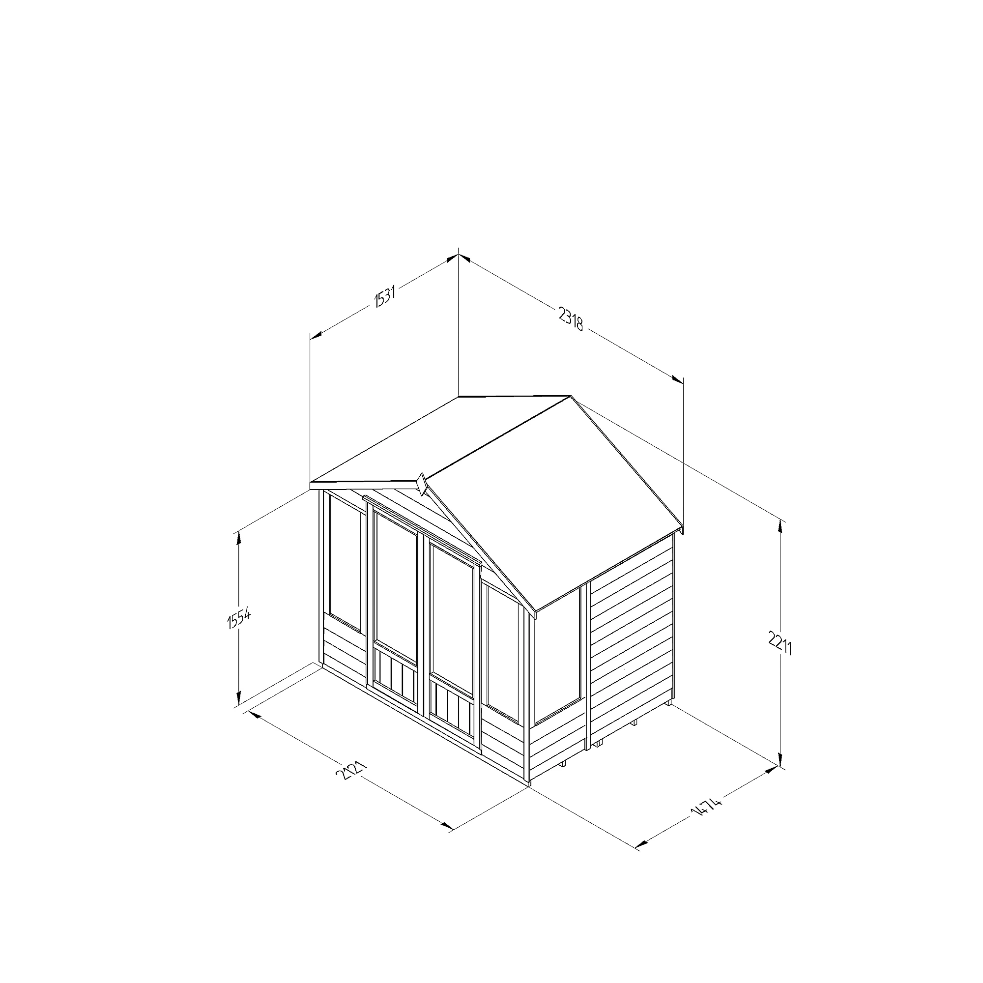 Forest Garden Oakley 7x5 Apex Overlap Solid Wood Summer House With Double Door (Base Included) - Assembly Service Included 5 Forest Garden Oakley 7x5 Apex Overlap Solid Wood Summer House With Double Door (Base Included) - Assembly Service Included - Image 5