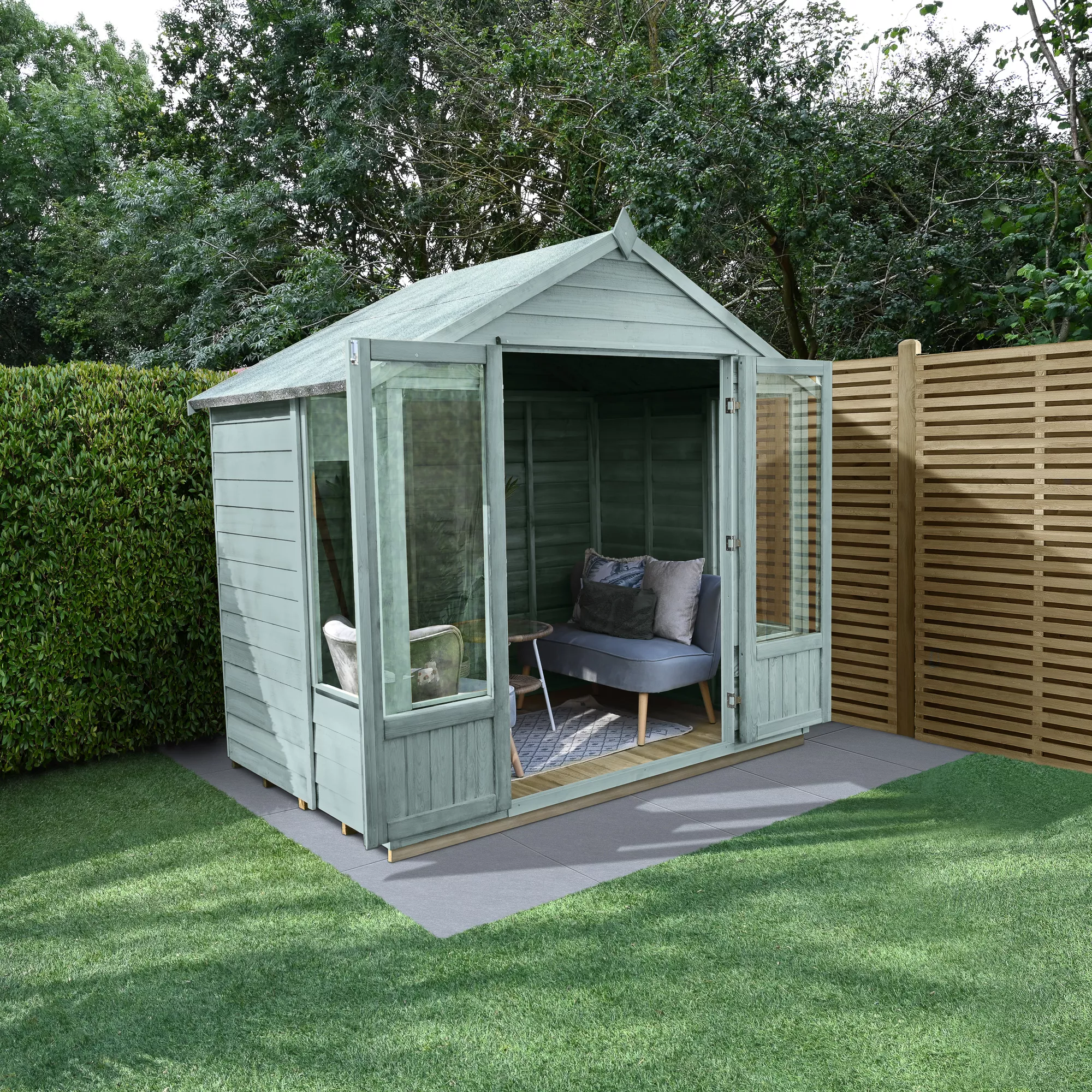 Forest Garden Oakley 7x5 Apex Overlap Solid Wood Summer House With Double Door (Base Included) - Assembly Service Included 4 Forest Garden Oakley 7x5 Apex Overlap Solid Wood Summer House With Double Door (Base Included) - Assembly Service Included - Image 4