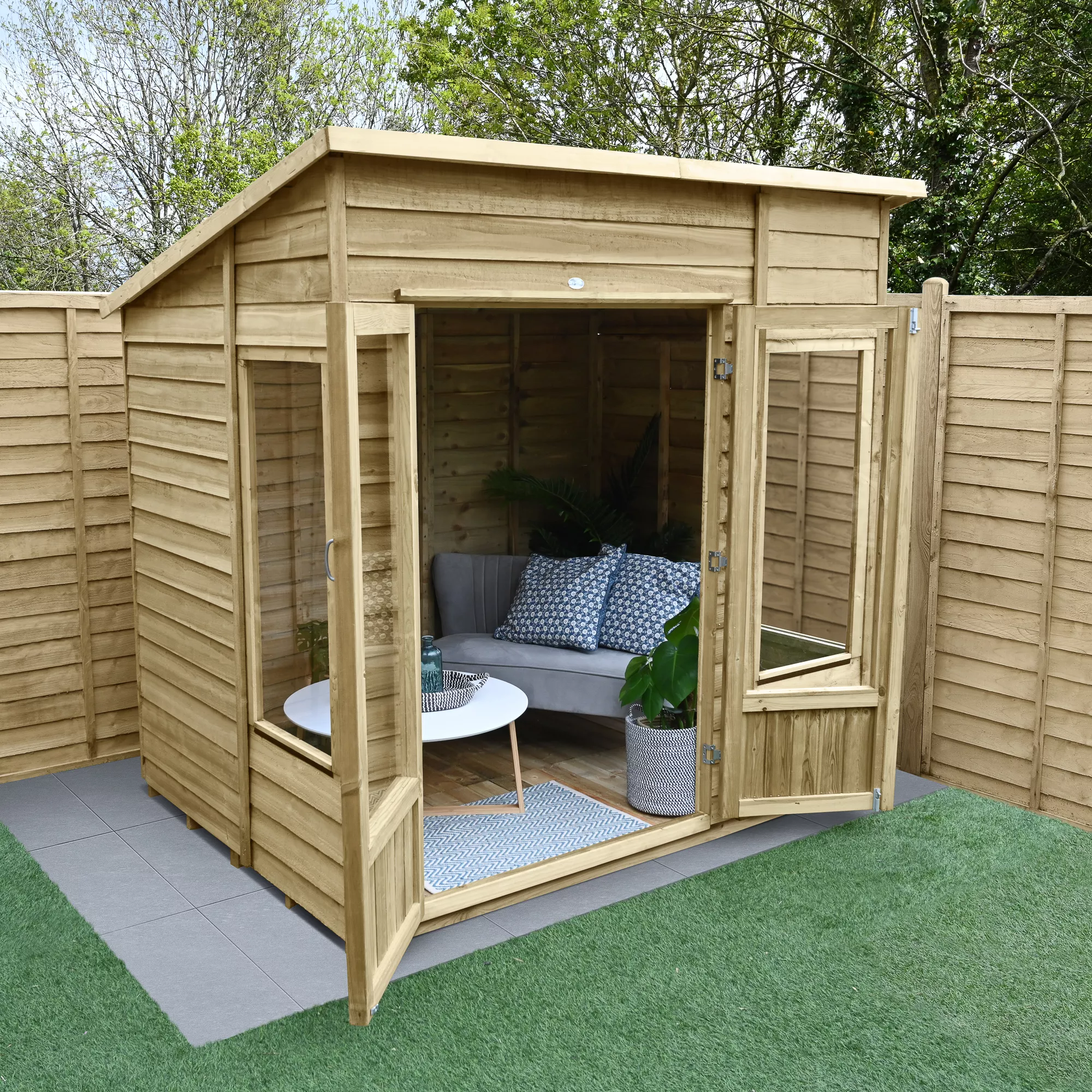 Forest Garden Oakley 7x5 Pent Overlap Solid Wood Summer House With Double Door 4 Forest Garden Oakley 7x5 Pent Overlap Solid Wood Summer House With Double Door - Image 4