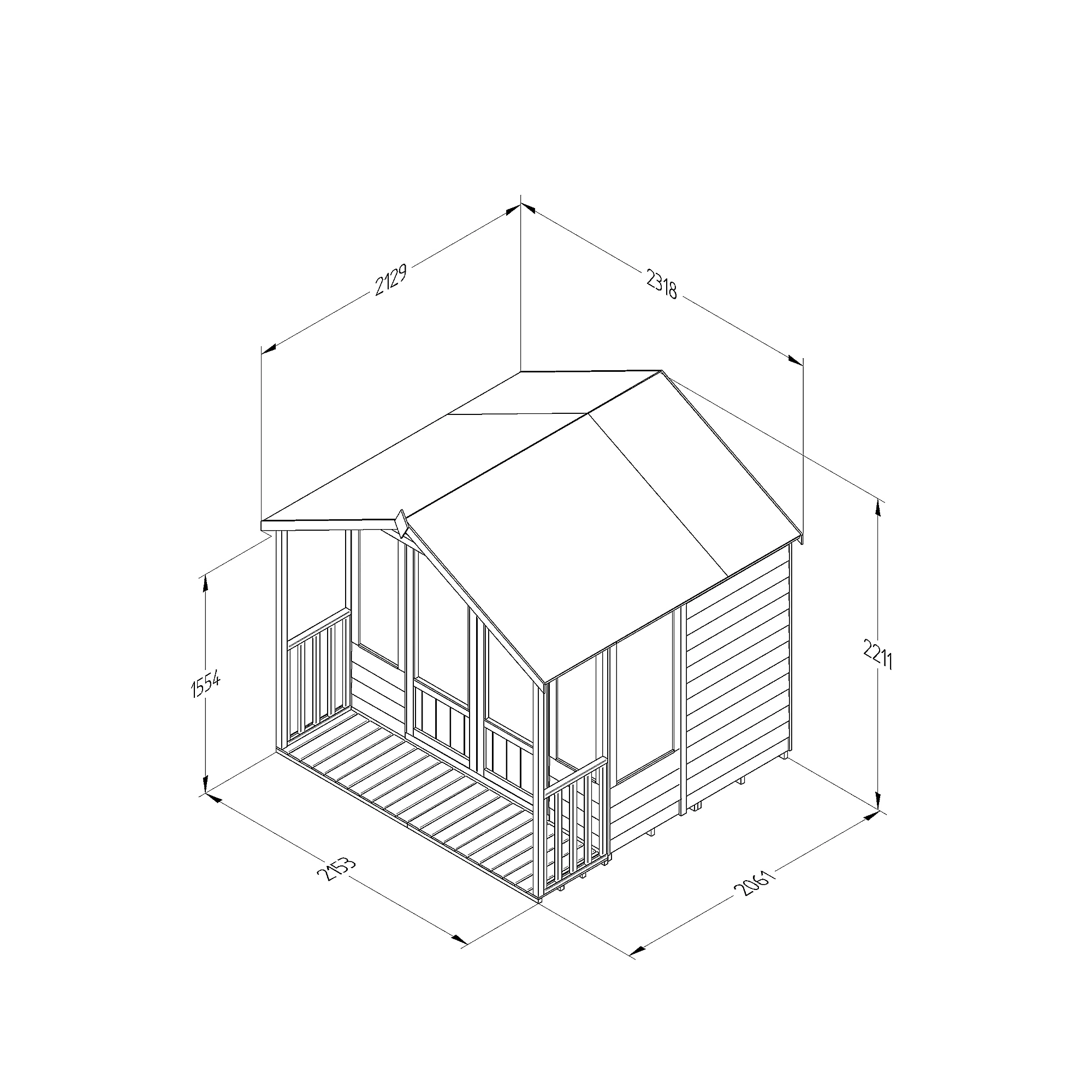 Forest Garden Oakley 7x7 Apex Overlap Solid Wood Summer House With Double Door (Base Included) - Assembly Service Included 4 Forest Garden Oakley 7x7 Apex Overlap Solid Wood Summer House With Double Door (Base Included) - Assembly Service Included - Image 4