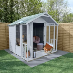Forest Garden Oakley 7x7 Apex Overlap Solid Wood Summer House With Double Door -Hozelock Store forest garden oakley 7x7 apex overlap solid wood summer house with double door5013053188644 02i bq