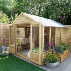 Forest Garden Oakley 8x10 Apex Overlap Solid Wood Summer House With Double Door - Assembly Service Included -Hozelock Store forest garden oakley 8x10 apex overlap solid wood summer house with double door assembly service included5013053188781 02i bq