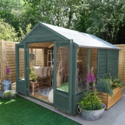 Forest Garden Oakley 8x10 Apex Overlap Solid Wood Summer House With Double Door - Assembly Service Included -Hozelock Store forest garden oakley 8x10 apex overlap solid wood summer house with double door assembly service included5013053188781 03i bq