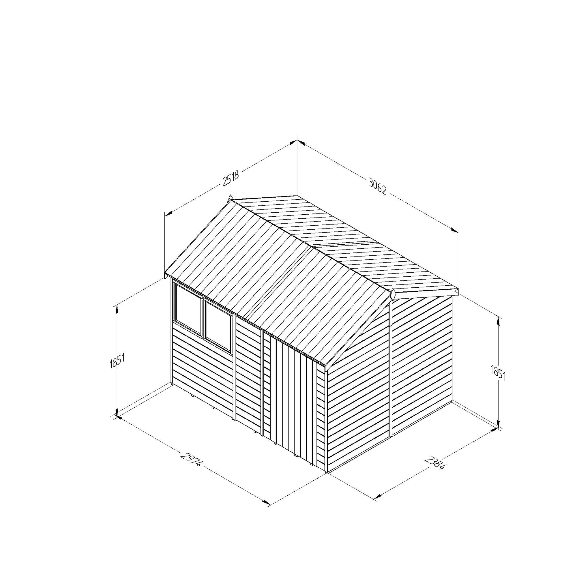 Forest Garden Timberdale 10x8 Ft Reverse Apex Tongue & Groove Wooden Shed With Floor (Base Included) 3 Forest Garden Timberdale 10x8 Ft Reverse Apex Tongue & Groove Wooden Shed With Floor (Base Included) - Image 3