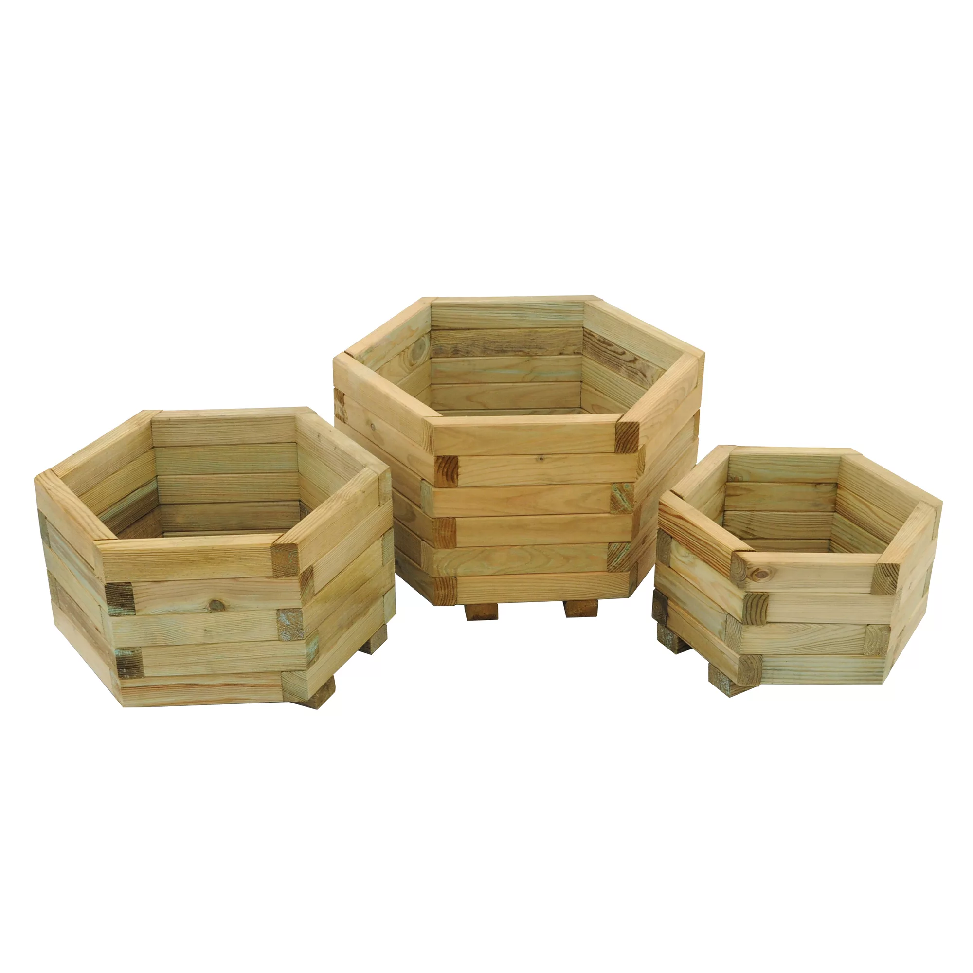Forest Garden York Wooden Hexagonal Planter, Pack Of 3 1 Forest Garden York Wooden Hexagonal Planter, Pack Of 3