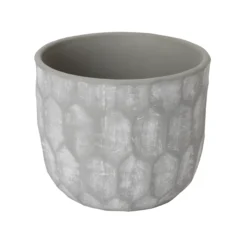 GoodHome Grey Clay Honeycomb Circular Plant Pot (Dia)20.4cm