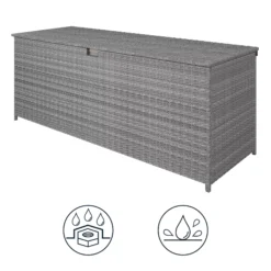 GoodHome Hamilton Steeple Grey Rattan Effect Storage Box (W) 180cm X (D) 65cm 22 GoodHome Hamilton Steeple Grey Rattan Effect Storage Box (W) 180cm X (D) 65cm -Hozelock Store goodhome hamilton steeple grey rattan effect storage box w 180cm x d 65cm5059340677415 71c