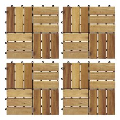 GoodHome Lempa Brown Acacia Clippable Deck Tile (L)0.3m (W)300mm (T)24mm, Pack Of 4