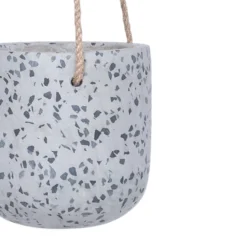 GoodHome Makah Grey Terrazzo Effect Cement Circular Hanging Pot (Dia)15cm -Hozelock Store goodhome makah grey terrazzo effect cement circular hanging pot dia 15cm5059340328096 36c
