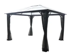 GoodHome Yallis Ebony Rectangular Gazebo, (W)3m (D)3.65m - Assembly Required