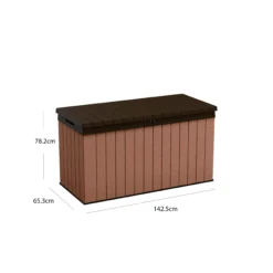 Keter Darwin Wood Effect 5x2 Garden Storage Bench Box 570L -Hozelock Store keter darwin wood effect 5x2 garden storage bench box 570l7290112636263 01t bq scaled