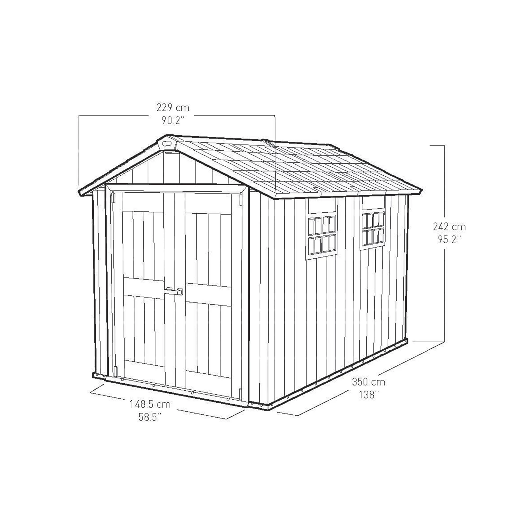 Keter Oakland Apex Anthracite Grey Plastic 2 Door 2 Windows Shed With Floor 4 Keter Oakland Apex Anthracite Grey Plastic 2 Door 2 Windows Shed With Floor - Image 4